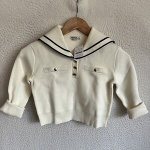 J Crew Girls' sailor-collar sweater Small Ivory